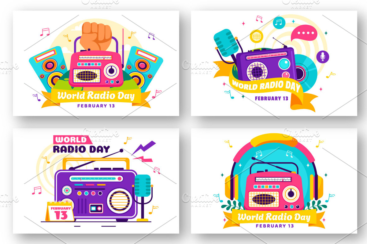 13 World Radio Day Illustration, a Technology Illustration by denayunebgt (Photo 3 of 4)