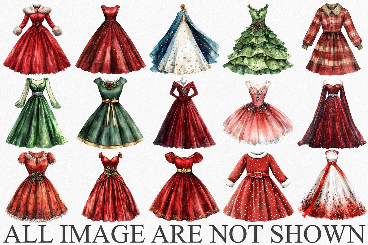 Watercolor Christmas Dress Clipart, an Icon by Canvas Craft (Photo 3 of 6)