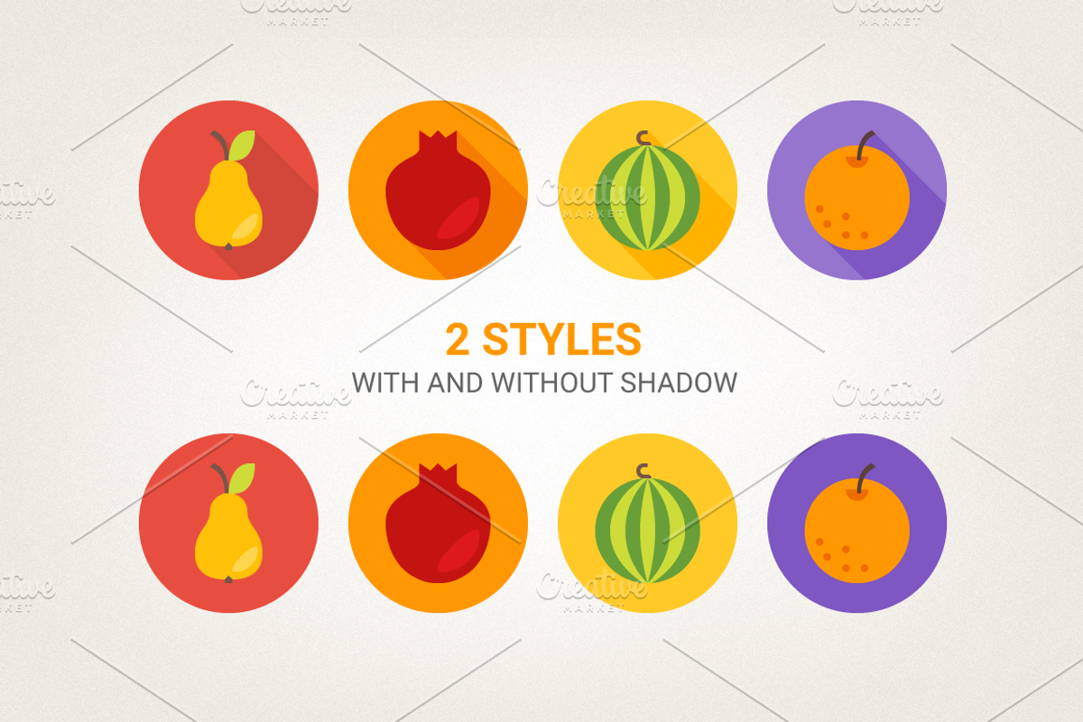 Round fruits icons, an Icon by miumiu