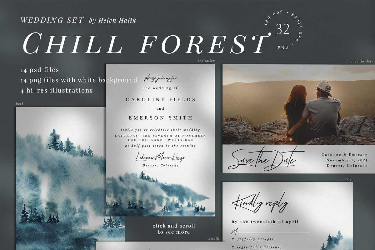 10 IN 1! Wedding invitations bundle, an Invitation Template by Helen Halik art (Photo 7 of 11)