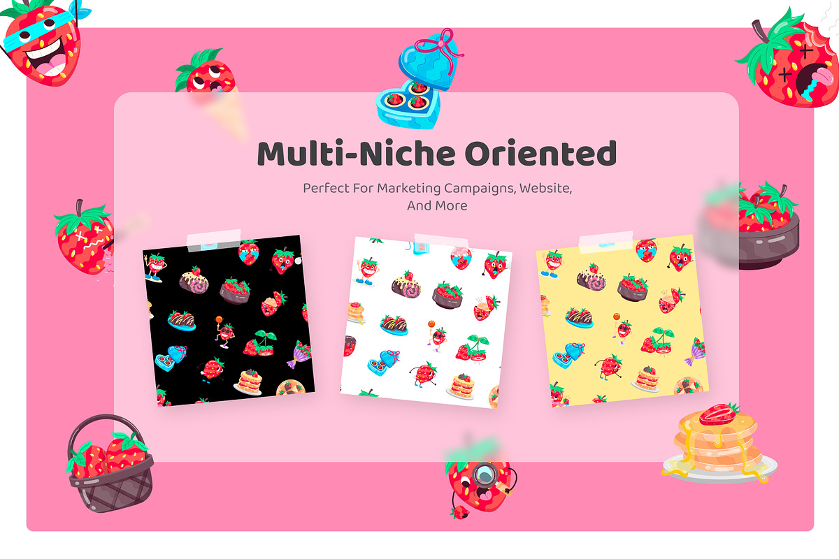 Flat Strawberry Stickers, an Emoji Icon by Vectors Market (Photo 3 of 4)