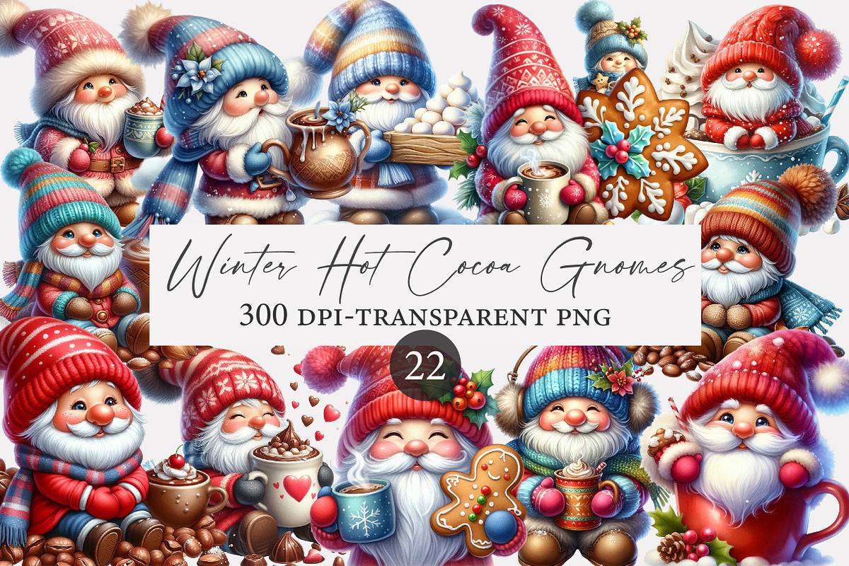 Winter Hot Cocoa Gnomes Clipart, an Illustration by Designworld (Photo 1 of 5)
