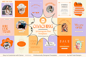 Coaching Instagram Post Templates, a Social Media Template by Hell Yeah Designs