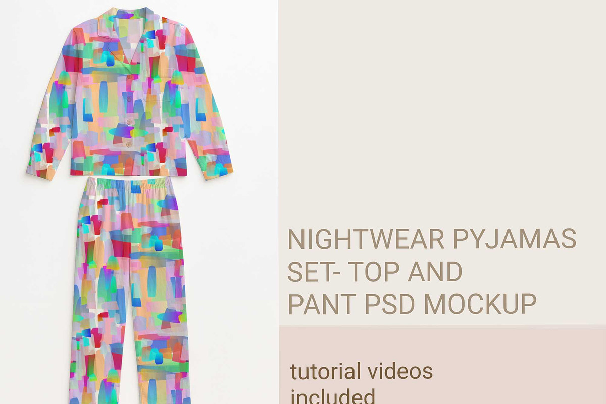 Nightwear PAJAMAS SET MOCKUP PSD, a Bottom Mockup by jenartstudio (Photo 3 of 3)
