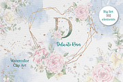 Watercolor flowers Roses clipart, an Illustration by Yuliya Art (Thumbnail 1 of 19)
