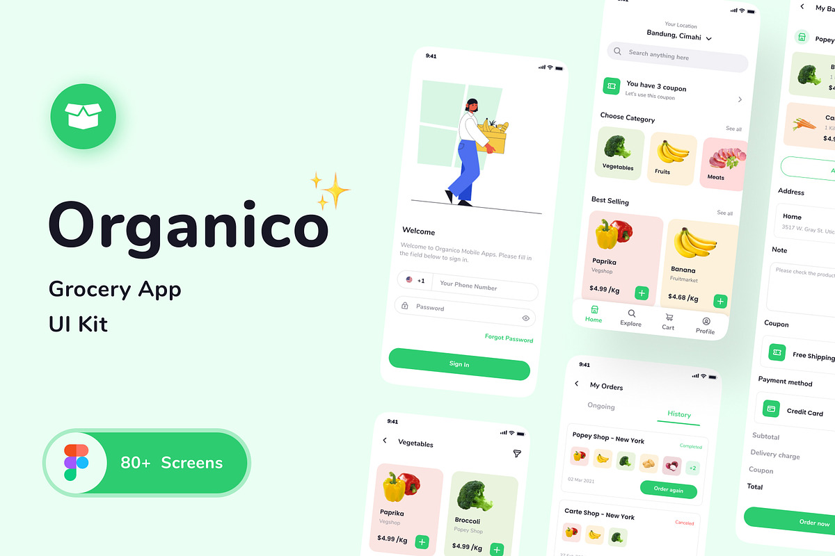 Organico Grocery App UI KIT, an UI Kit Template by Product Experience (Photo 1 of 6)