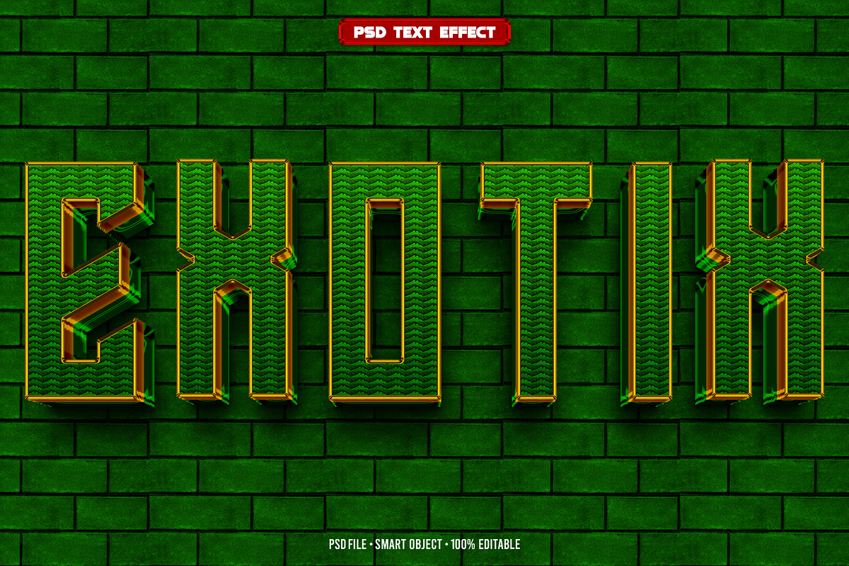 Exotic 3D editable text effect, a Layer Style Add-On by Hello Muh (Photo 1 of 2)
