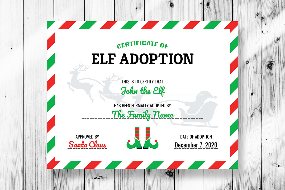 Christmas Elf Adoption Certificates, a Card Template by P.F. Creative Lab (Photo 1 of 3)