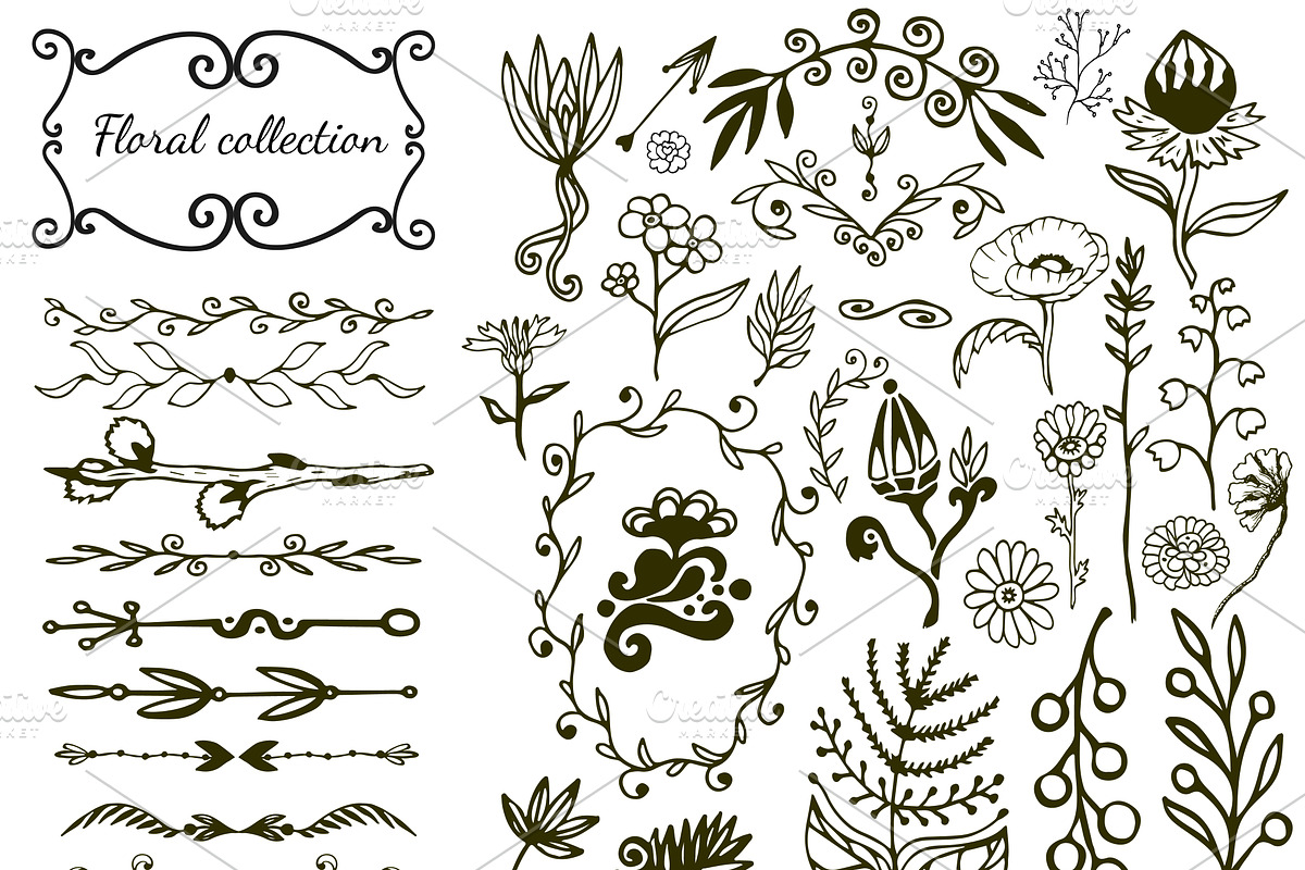 Wildflowers hand drawn collection, a Decorative Illustration by inkionia♥ (Photo 2 of 2)