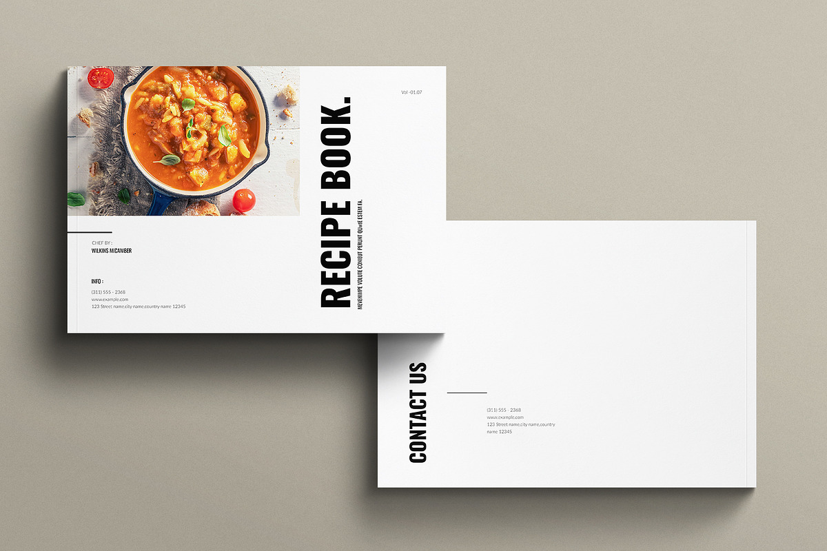 Recipe Book Template Landscape, a Brochure Template by E-Type