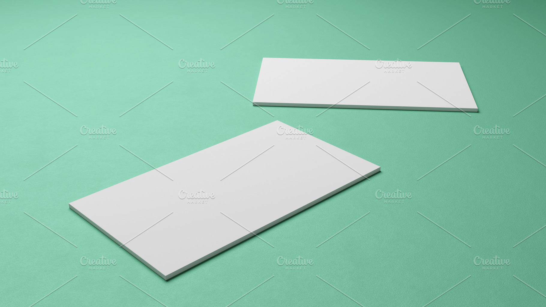 White square shape business card mockup stacking on green mint p, a Business Photo by Ministocker