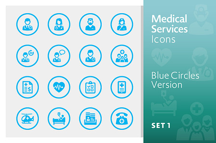 Blue Medical Services Icons - Set 1