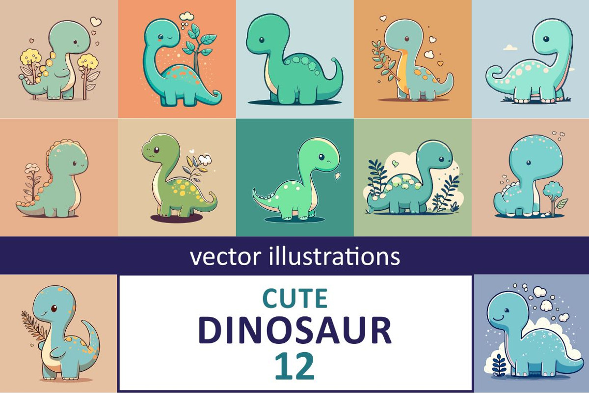 Cute cartoon dinosaur with leaves, an Animal Illustration by Zoya Miller (Photo 1 of 3)