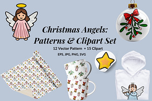 Christmas Angels: Patterns&Clipart
