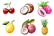 Watercolor Tropical Fruits Summer, an Illustration by designcity5 (Thumbnail 4 of 5)