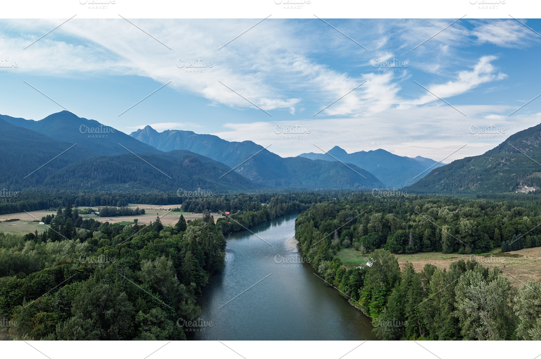 Aerial view of Skagit River at, a Nature Photo by Backyard Stock