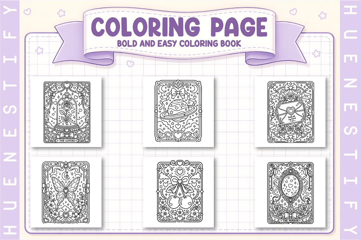 Cozy Tarot Coloring Book, a Decorative Illustration by HueNestify (Photo 3 of 4)