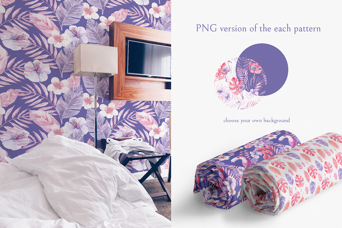 Pink Tropics patterns., a Pattern Graphic by Dinkoobraz (Photo 6 of 9)