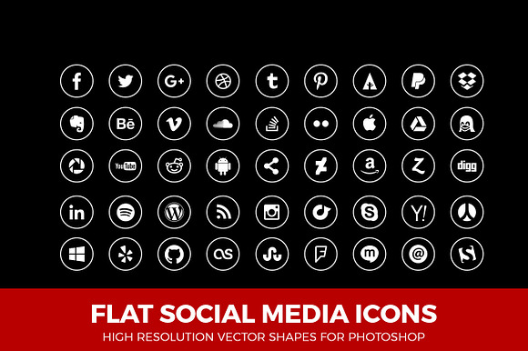 Social Media Icons Circle Line White