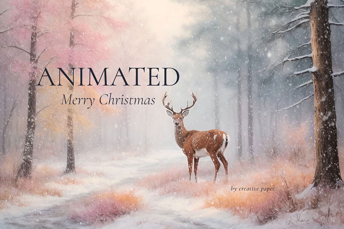 Merry Christmas Animated Snowy Scene, a Background Graphic by by creative paper (Photo 1 of 11)