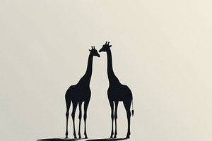 Two Giraffe Silhouettes Facing Each, an Animal Photo by Pixeness Studio