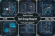 Dark Grunge Blueprint Texture, a Graphic by Printable Treasure (Thumbnail 1 of 2)