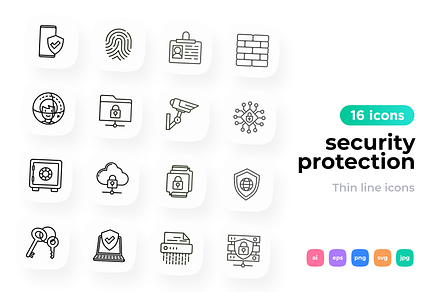 Security Protection 16 Icons Set
