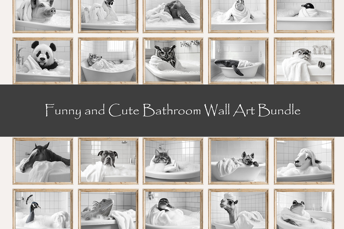 Funny and Cute Bathroom Art Bundle, an Animal Photo by PrintablesByFranklyn (Photo 6 of 10)