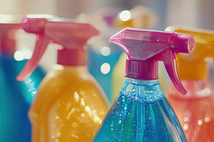 Colorful cleaning supplies, a Photo by Beautiful things