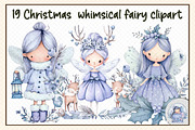 Christmas  whimsical fairy clipart, an Illustration by cherrydesign (Thumbnail 1 of 3)