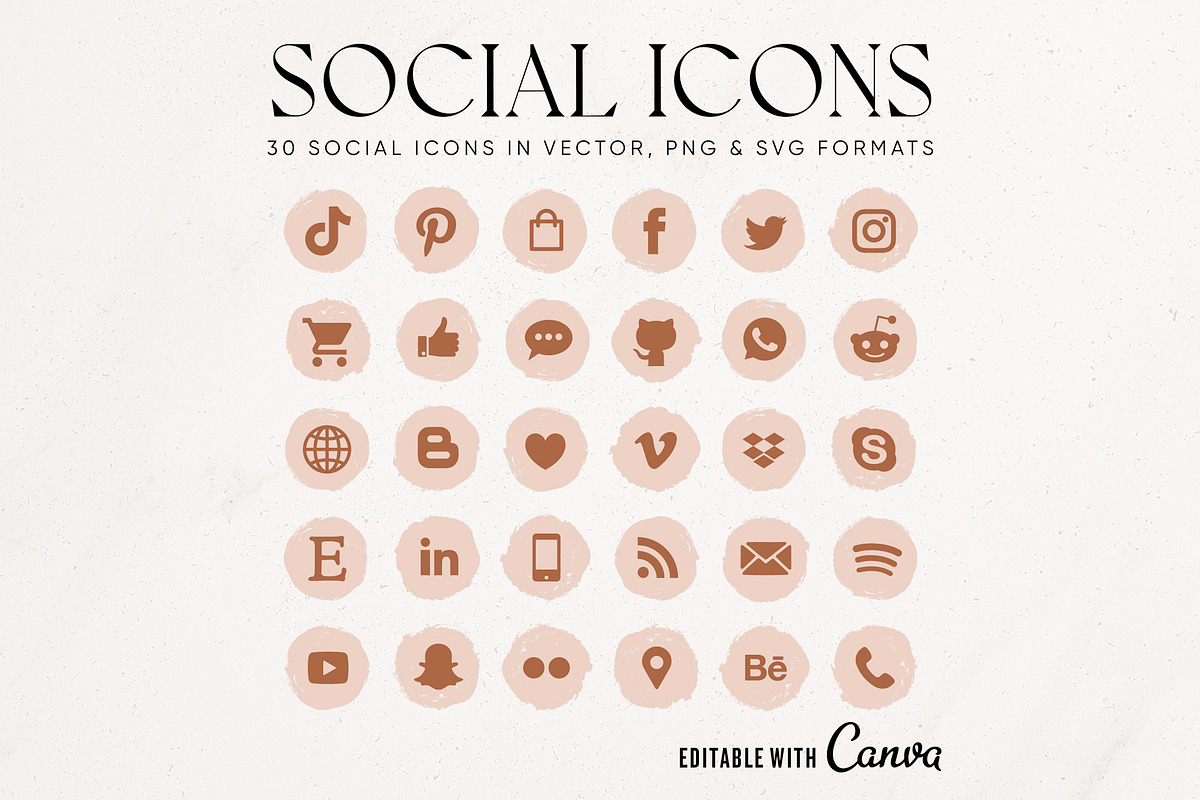 TerraCotta Social Icon Pack, an Outline Icon by Indie Grace Design (Photo 1 of 2)