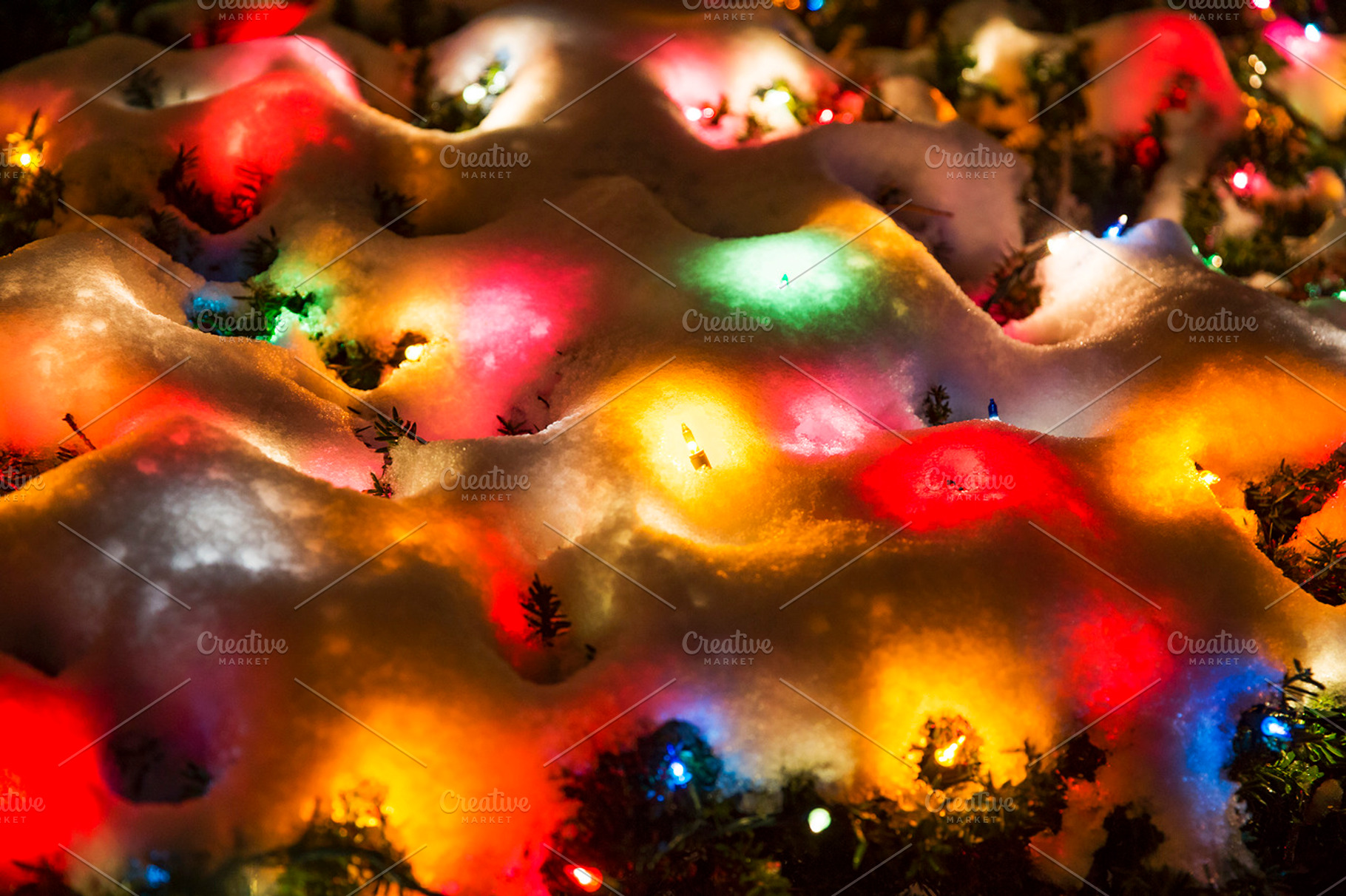 Christmas lights under the snow, a Holiday Photo by EvgeniiAnd