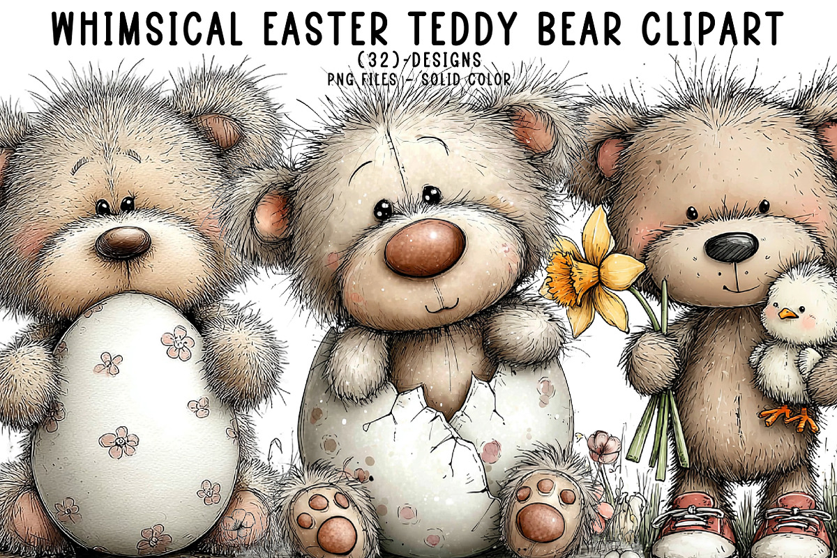 Whimsical easter teddy bear clipart, an Illustration by CreationArt (Photo 1 of 5)