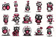 Whimsical Valentine Owl Clipart, an Illustration by OK Design (Thumbnail 3 of 6)