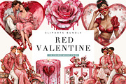 Red Valentine Clipart Bundle, a Seasonal Illustration by BusyDaydesign (Thumbnail 1 of 9)