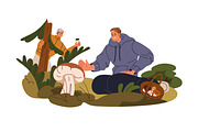 People pick mushrooms in fall forest, a Person Illustration by Good Studio (Thumbnail 6 of 7)