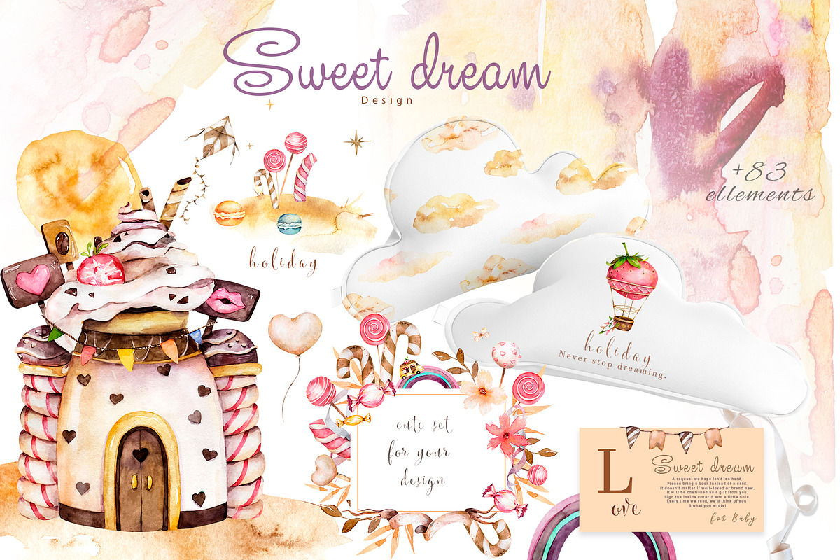 Sweet Dreams. Holiday watercolor set, a Decorative Illustration by Ann Art Houze (Photo 7 of 13)