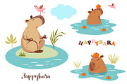 Cute Capybara, Characters set, an Animal Illustration by lenlis (Thumbnail 2 of 3)