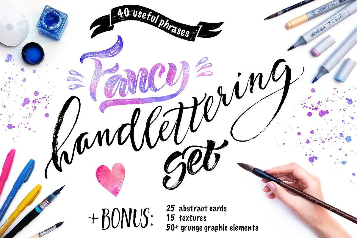 Fancy Vector Handlettering Set, a Texture Illustration by Spencerian Sisters (Photo 1 of 7)