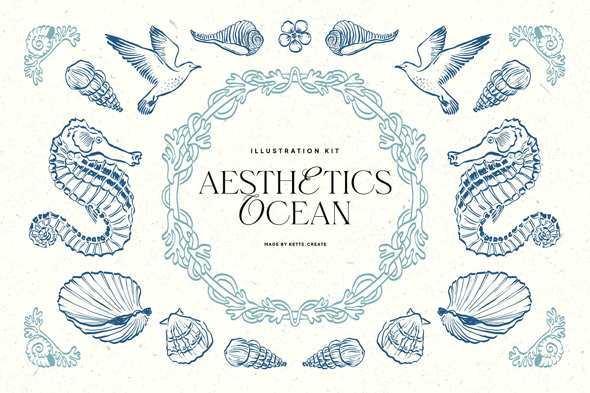 Aesthetics Ocean | Illustration Kit, an Object Illustration by KetteCreate (Photo 1 of 17)