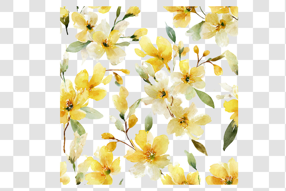 Yellow Flower Brush Pattern, an Illustration by Daily.Designs (Photo 6 of 6)