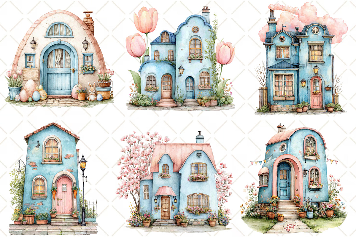 Whimsical Spring House Clipart, an Illustration by Black Bird Studio (Photo 4 of 7)