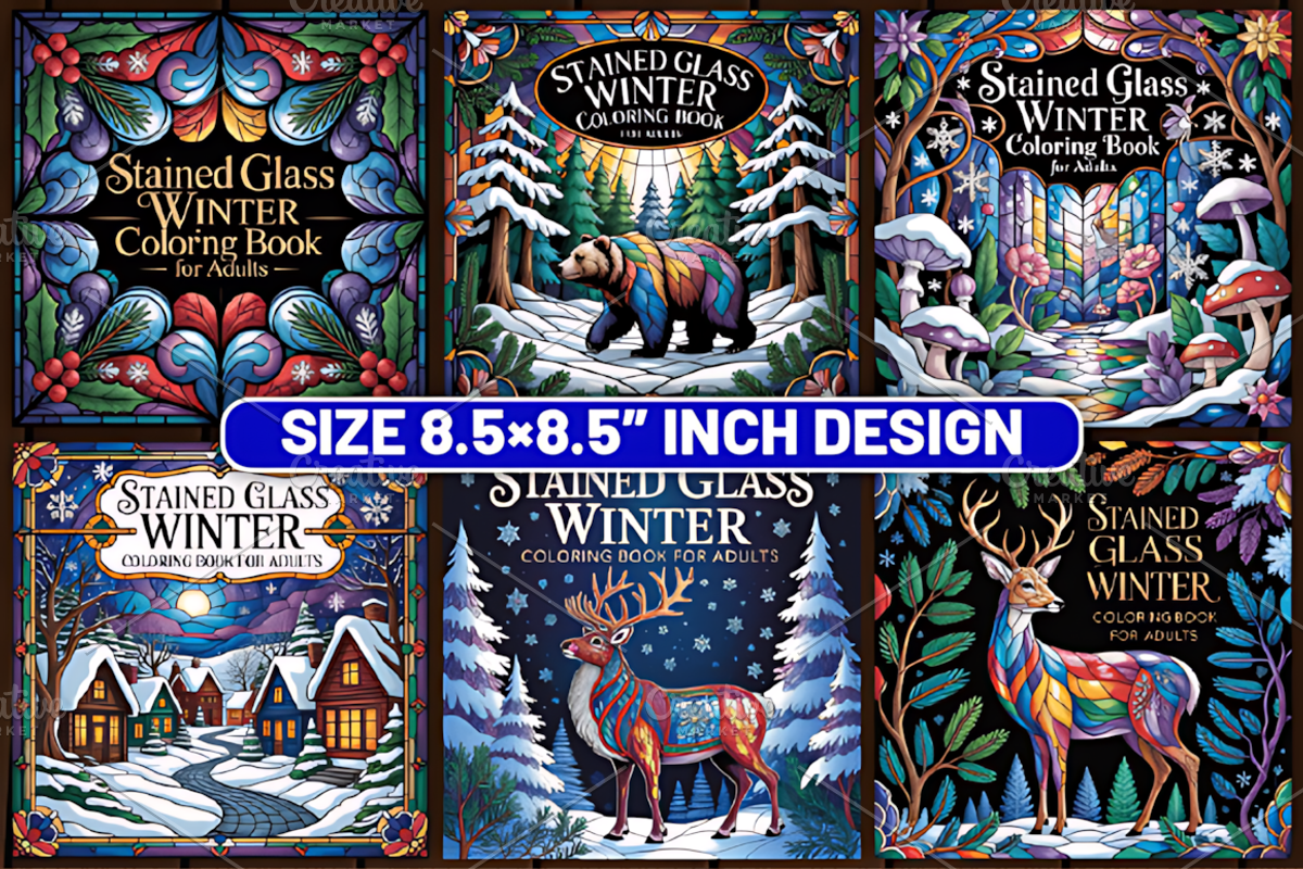 62 Stained Glass Winter Coloring, a Seasonal Illustration by Design Art (Photo 4 of 5)