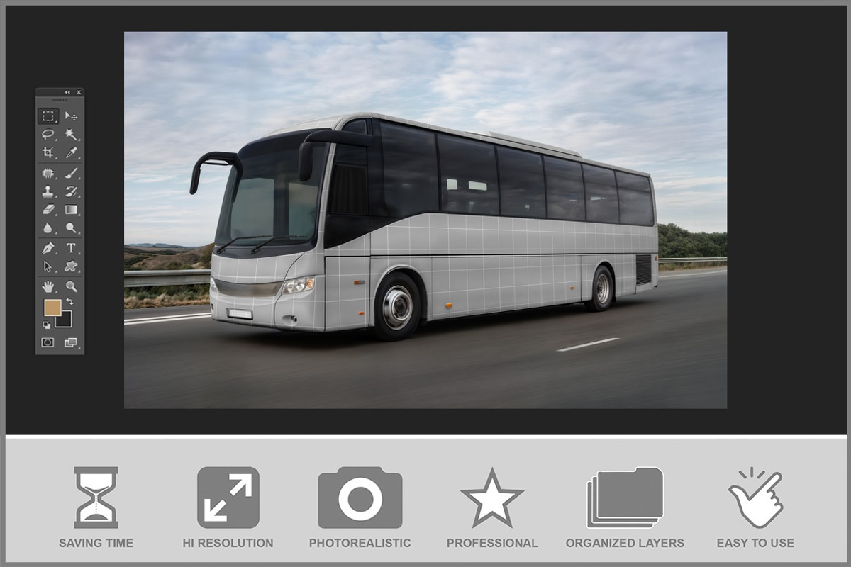 Coach Bus Mockup- Highway Scene, a Product Mockup by Bruno's Shop (Photo 2 of 3)