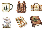 Watercolor camping clipart, a Seasonal Illustration by Designking (Thumbnail 2 of 5)