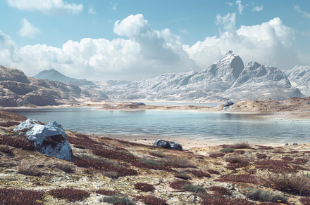A breathtaking lake reflects the tow, a Photo by Tanuart