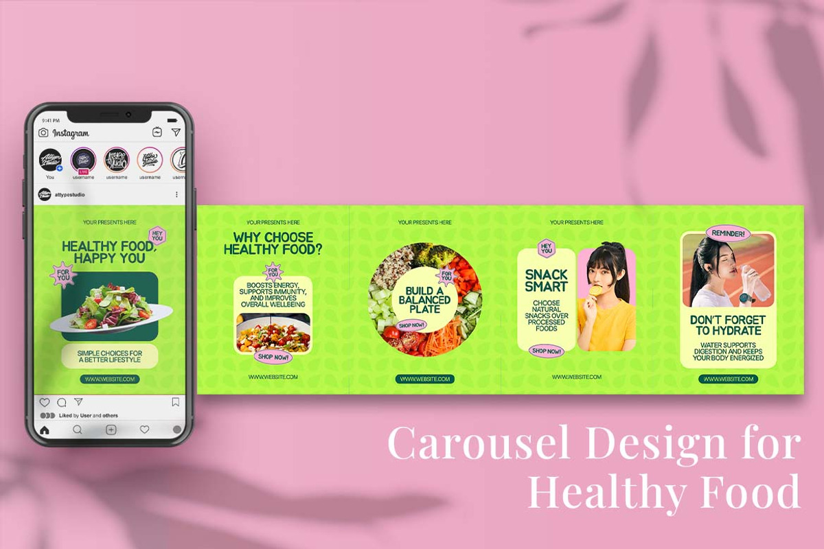 Healthy Food Instagram Carousel & Ca, a Social Media Template by Attype (Photo 2 of 5)