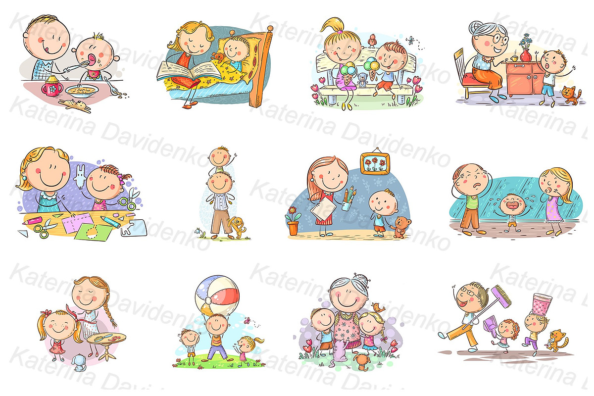 Family clipart set life scene bundle, a Healthcare Illustration by Bubert Art (Photo 2 of 7)
