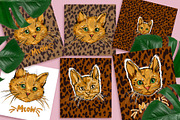 Cat on leopard print background, an Animal Illustration by Sweet_print (Thumbnail 2 of 8)