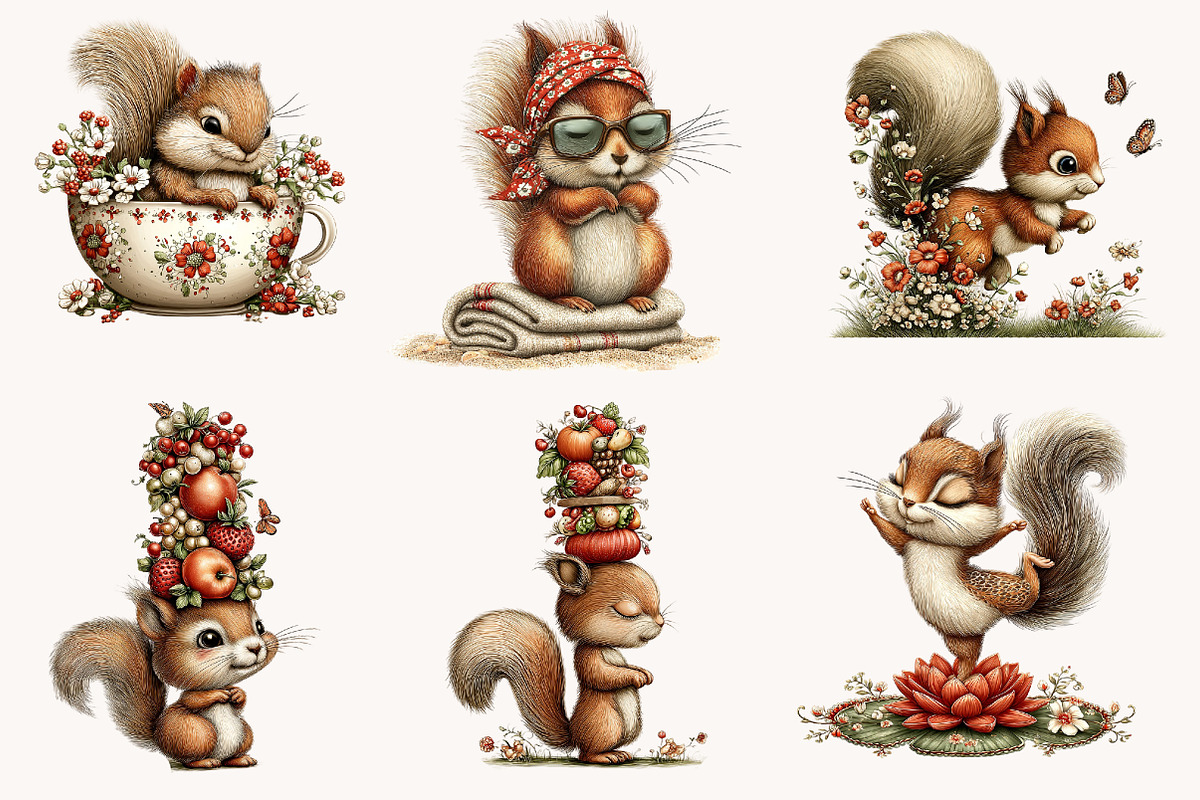 Whimsical Funny Summer Squirrel Clip, an Illustration by Designworld (Photo 3 of 10)